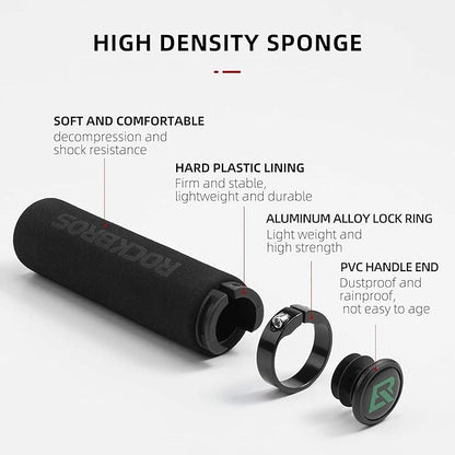 Rockbros BT1001BKBK sponge bicycle handlebar grips - black_2