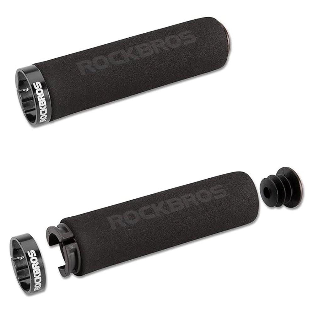 Rockbros BT1001BKBK sponge bicycle handlebar grips - black_1