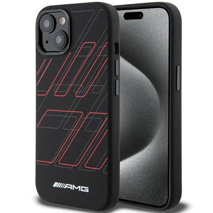 AMG Silicone Large Rhombuses Pattern MagSafe Case for iPhone 15 Plus / 14 Plus - Black_0