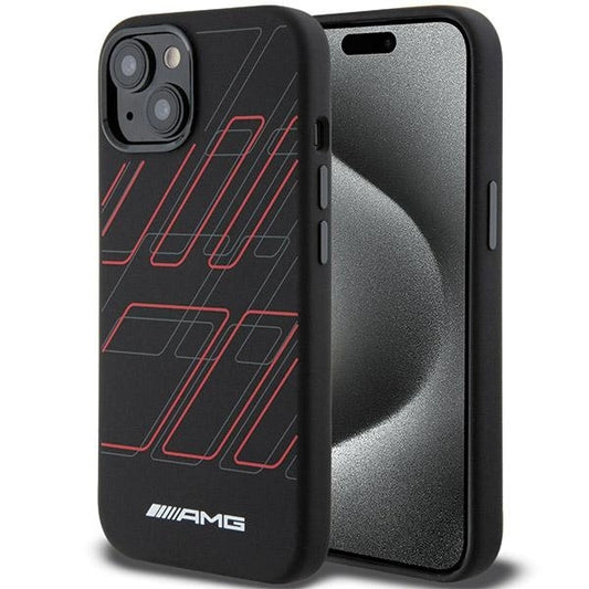 AMG Silicone Large Rhombuses Pattern MagSafe Case for iPhone 15 Plus / 14 Plus - Black_0