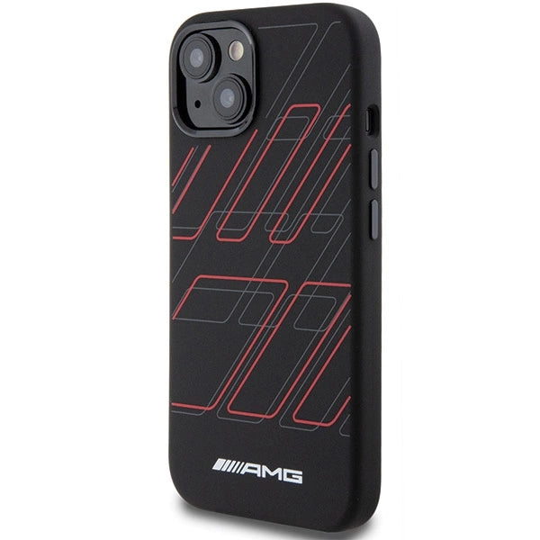 AMG Silicone Large Rhombuses Pattern MagSafe Case for iPhone 15 Plus / 14 Plus - Black_1