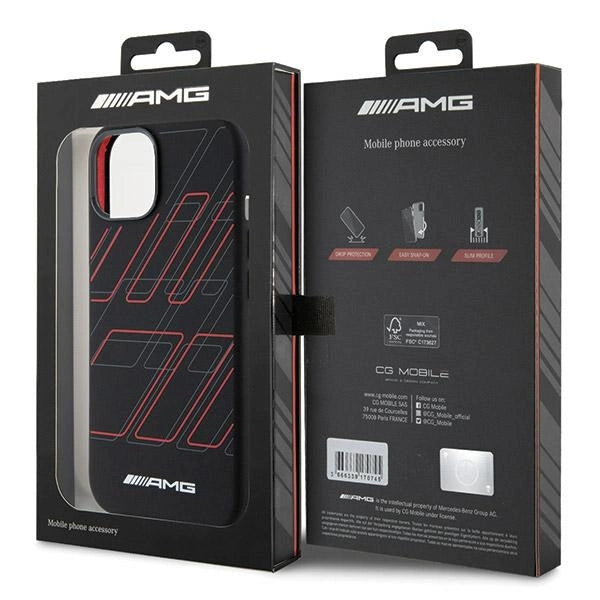 AMG Silicone Large Rhombuses Pattern MagSafe Case for iPhone 15 Plus / 14 Plus - Black_7