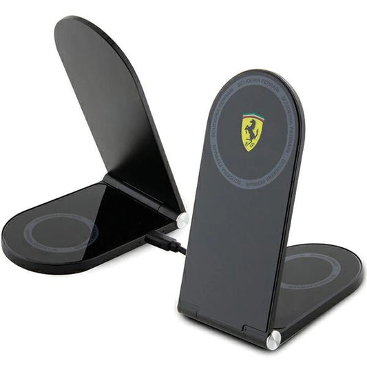Ferrari Printed Logo MagSafe foldable 2in1 15W inductive charger - black_0