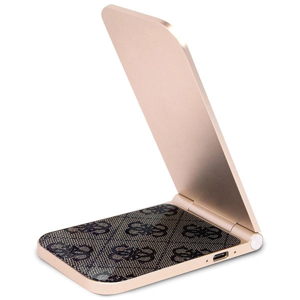 Guess 4G Pattern MagSafe foldable 2in1 15W inductive charger - brown_2