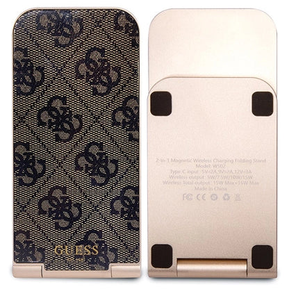 Guess 4G Pattern MagSafe foldable 2in1 15W inductive charger - brown_3