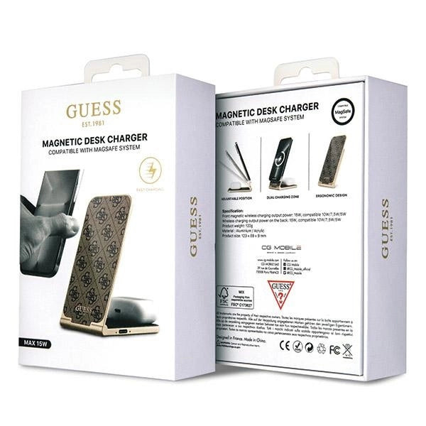 Guess 4G Pattern MagSafe foldable 2in1 15W inductive charger - brown_6