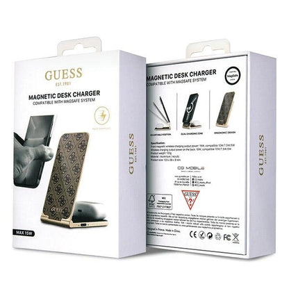Guess 4G Pattern MagSafe foldable 2in1 15W inductive charger - brown_6
