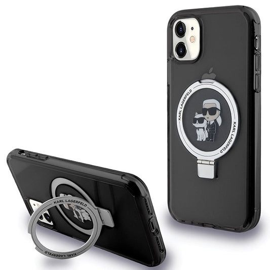 Karl Lagerfeld Ring Stand Karl&Choupette MagSafe case for iPhone 11 / Xr - black_0