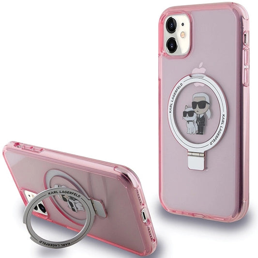 Karl Lagerfeld Ring Stand Karl&Choupette MagSafe case for iPhone 11 / Xr - pink_0