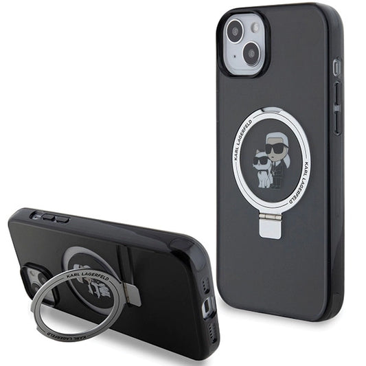 Karl Lagerfeld Ring Stand Karl&amp;Choupette MagSafe case for iPhone 14 / 15 / 13 - black_0