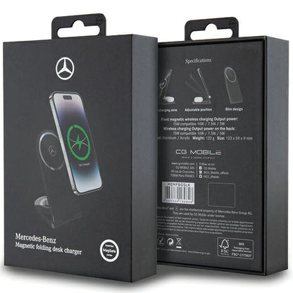 Mercedes Silver Stars MagSafe foldable 2in1 15W inductive charger - black_4