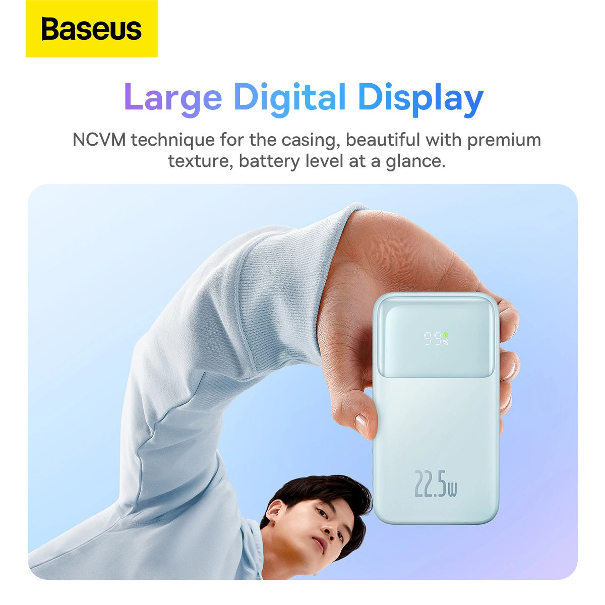 Baseus Comet Series powerbank with display 10000mAh 22.5W - blue + USB-A - USB-C cable 0.3m - white_15