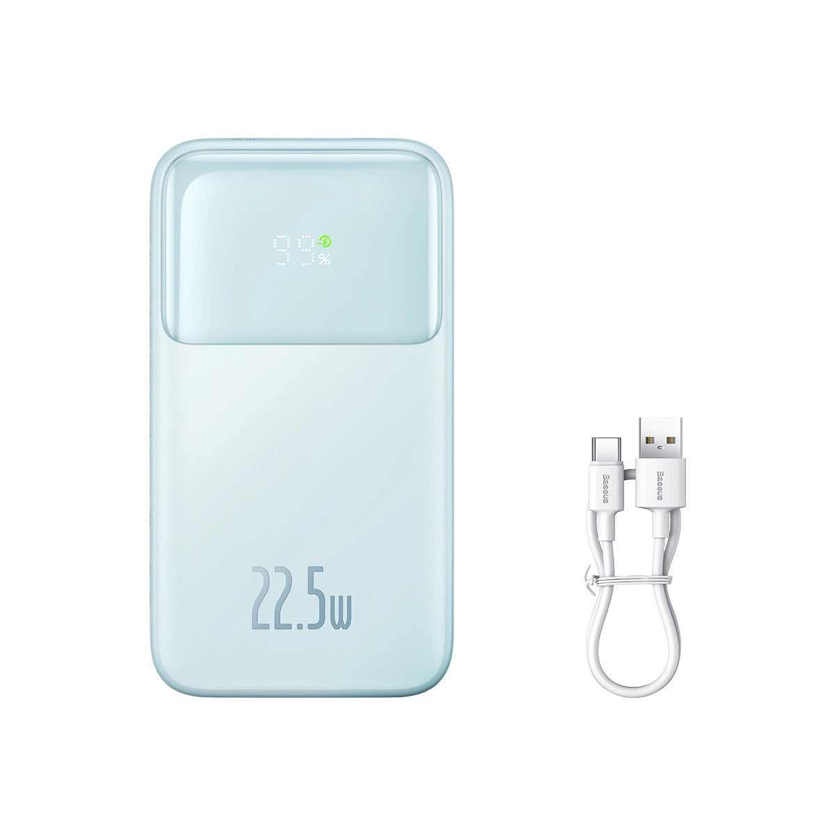 Baseus Comet Series powerbank with display 10000mAh 22.5W - blue + USB-A - USB-C cable 0.3m - white_0