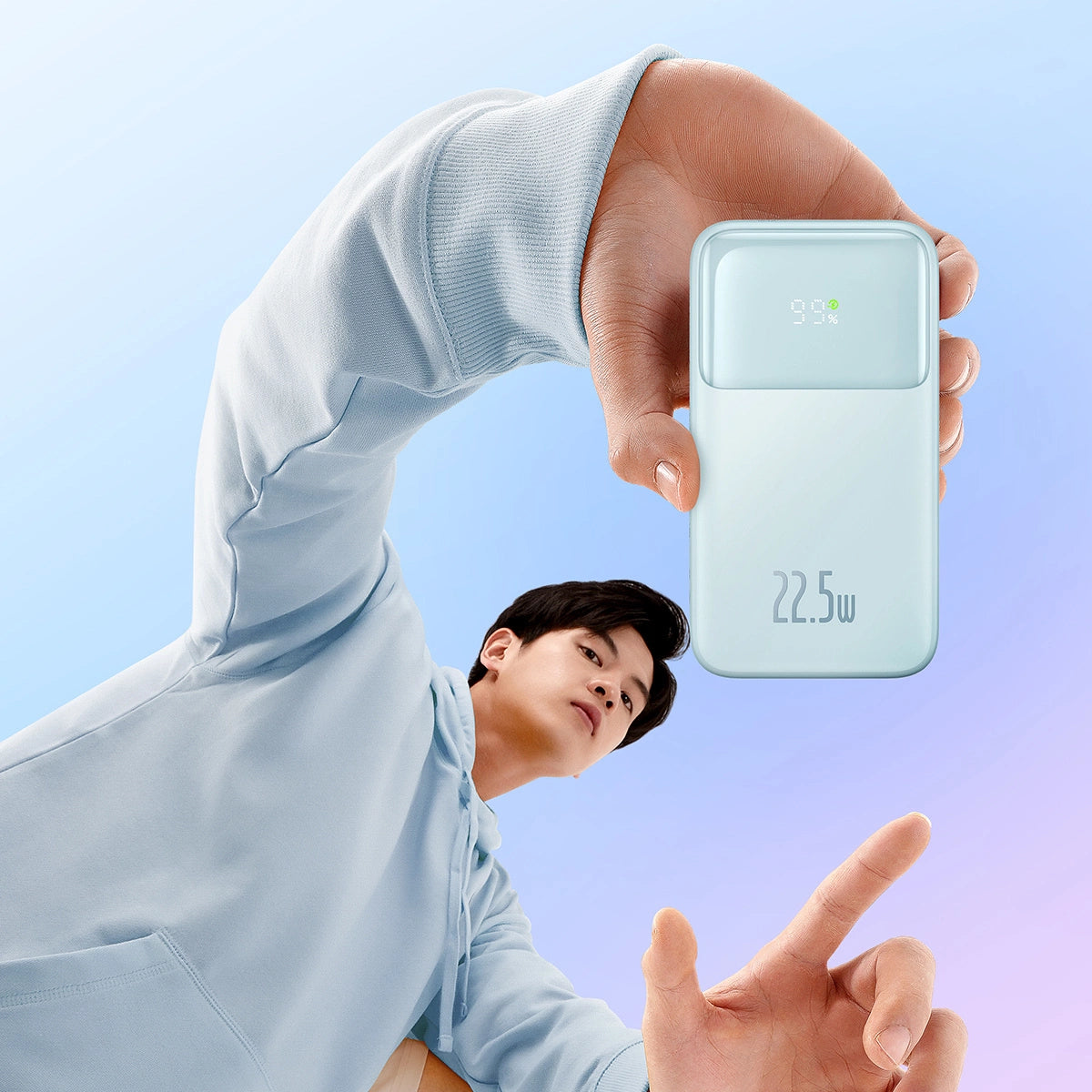 Baseus Comet Series powerbank with display 10000mAh 22.5W - blue + USB-A - USB-C cable 0.3m - white_7