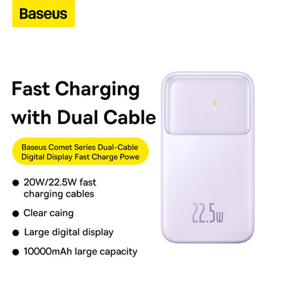 Baseus Comet Series powerbank with display 10000mAh 22.5W - purple + USB-A / USB-C cable_9