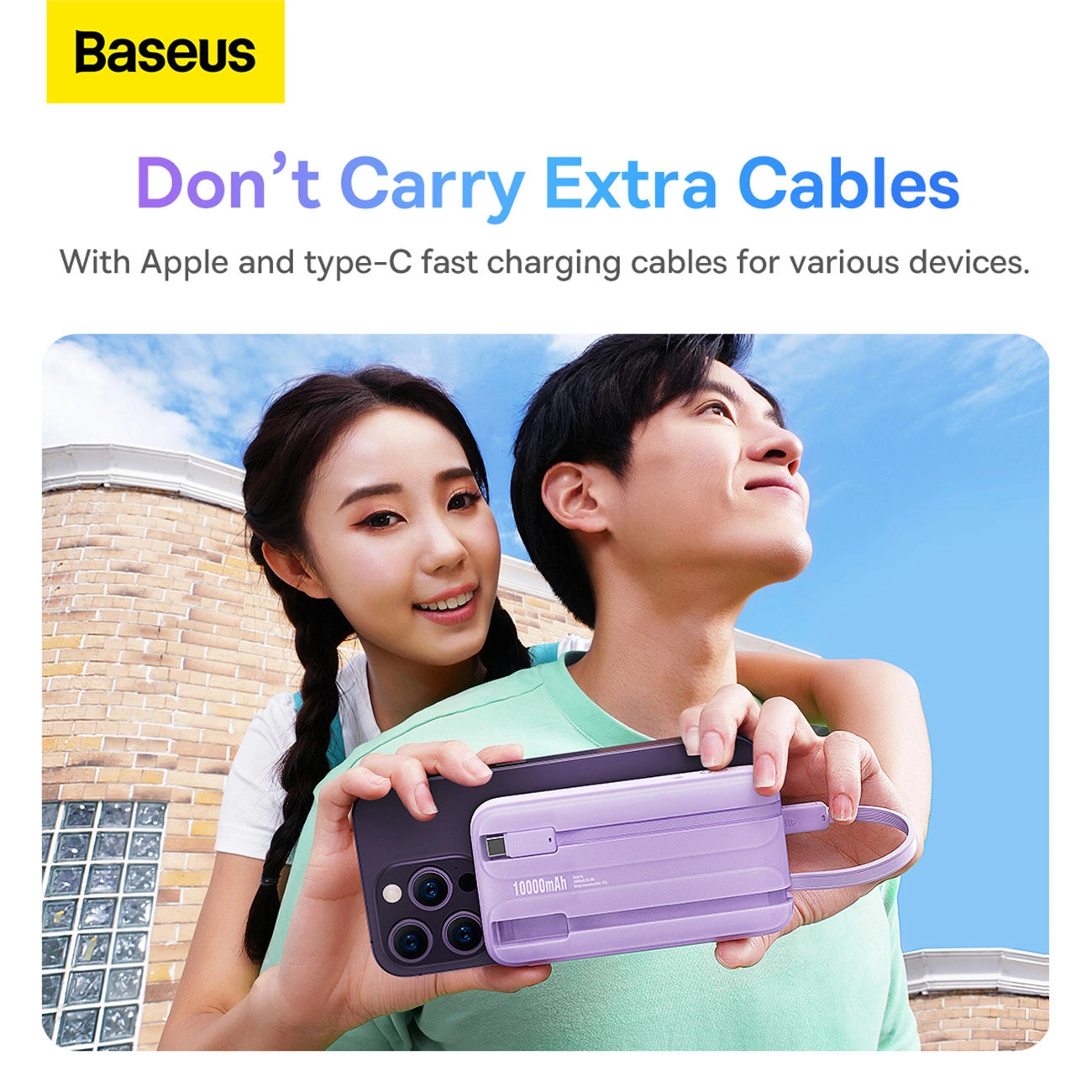 Baseus Comet Series powerbank with display 10000mAh 22.5W - purple + USB-A / USB-C cable_10