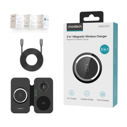 Choetech T616-F 3in1 inductive charger compatible with Apple and Samsung devices - black_2