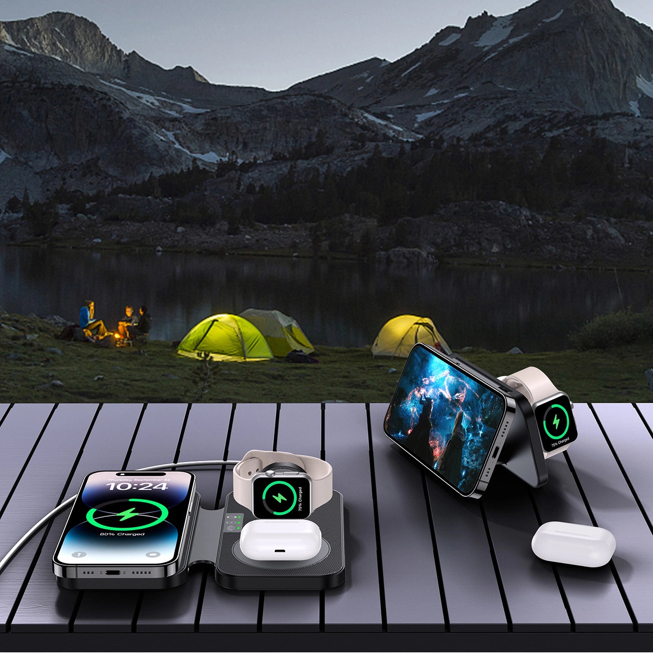 Choetech T616-F 3in1 inductive charger compatible with Apple and Samsung devices - black_6