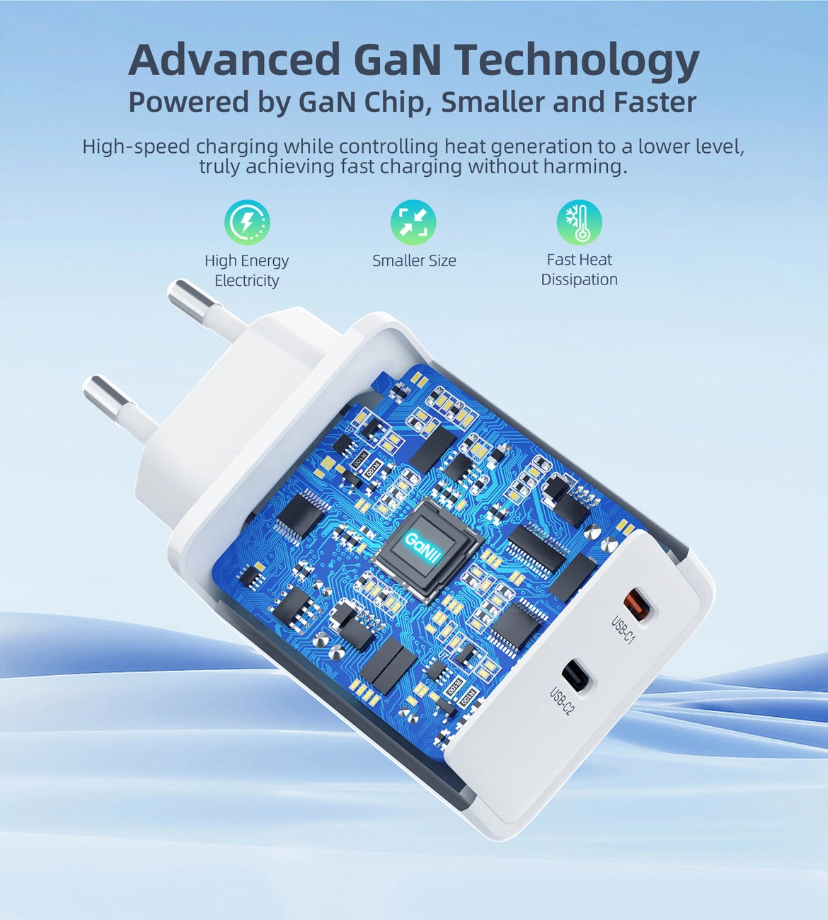 Choetech PD6013 2x USB-C PD 65W GaN wall charger - white_5