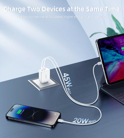 Choetech PD6013 2x USB-C PD 65W GaN wall charger - white_7