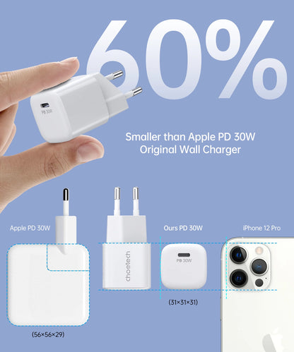 Choetech PD5007 USB-C PD 30W GaN wall charger - white_4