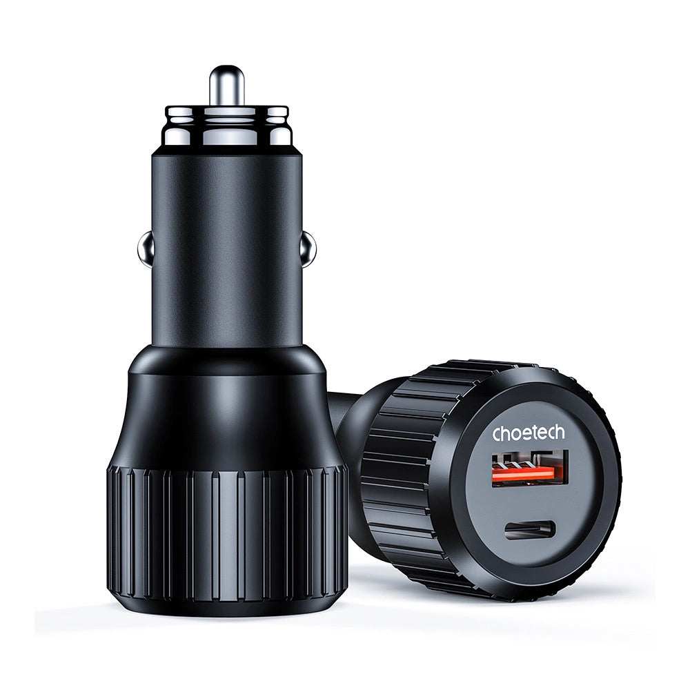 Choetech TC0010 USB-C USB-A PD 63W car charger - black_1