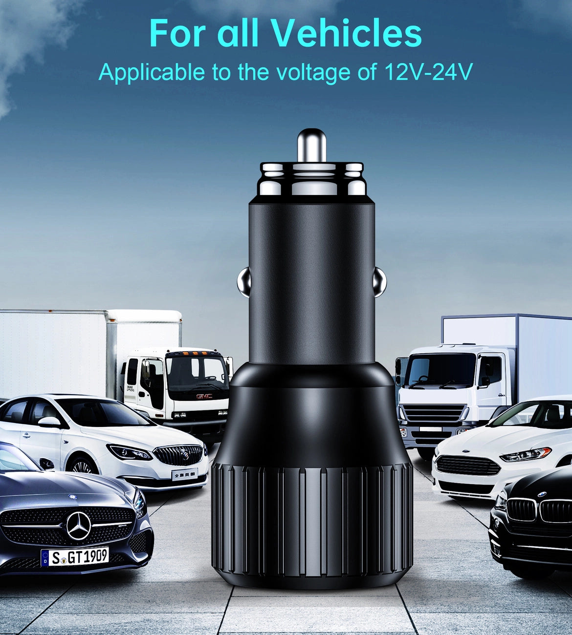 Choetech TC0010 USB-C USB-A PD 63W car charger - black_6