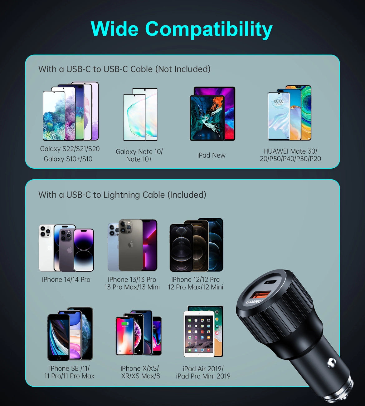 Choetech TC0010 USB-C USB-A PD 63W car charger - black_7