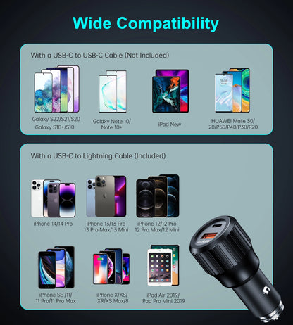 Choetech TC0010 USB-C USB-A PD 63W car charger - black_7