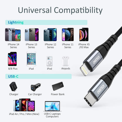 Choetech IP0039 USB-C / Lightning MFi cable, 1.2m long - black_10