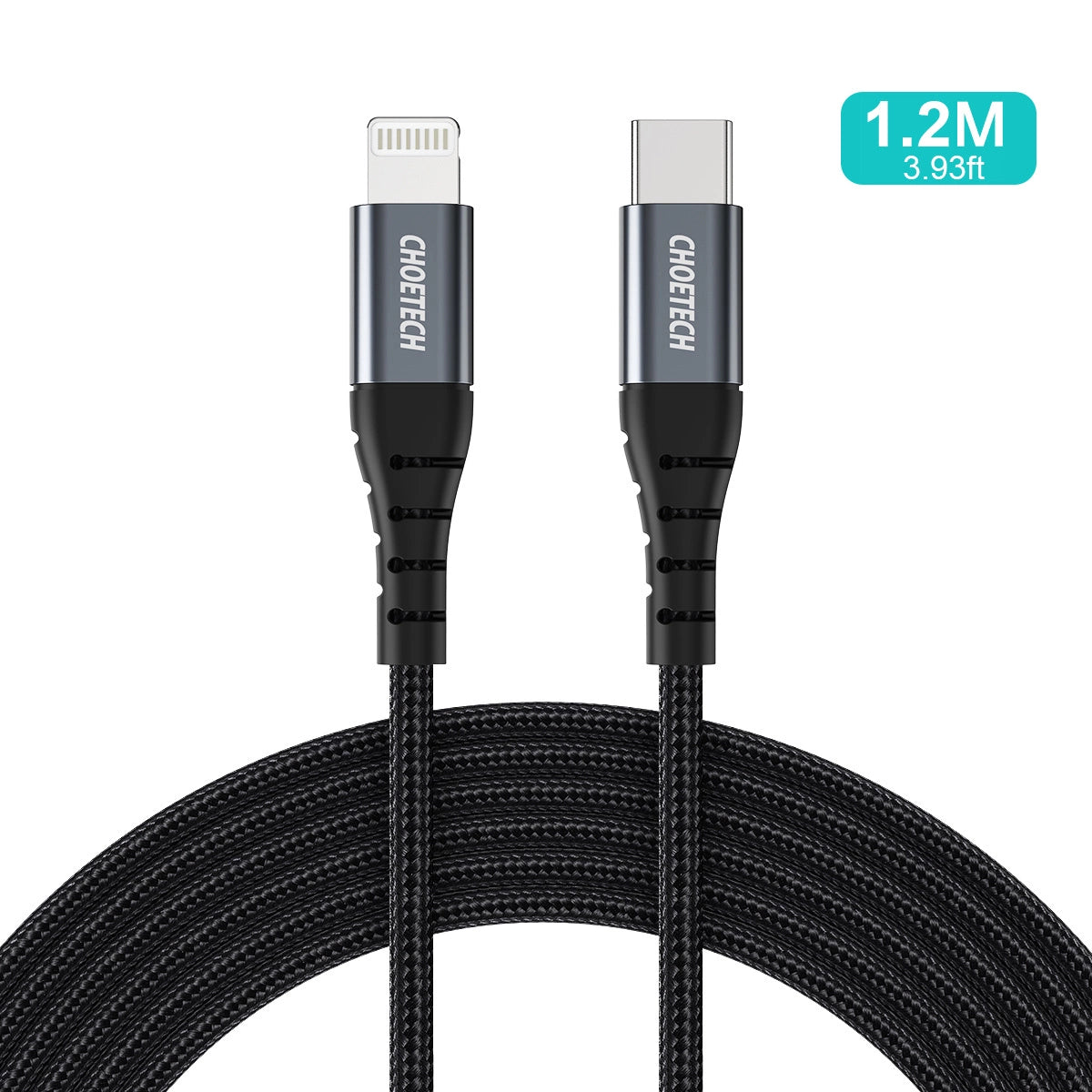 Choetech IP0039 USB-C / Lightning MFi cable, 1.2m long - black_2
