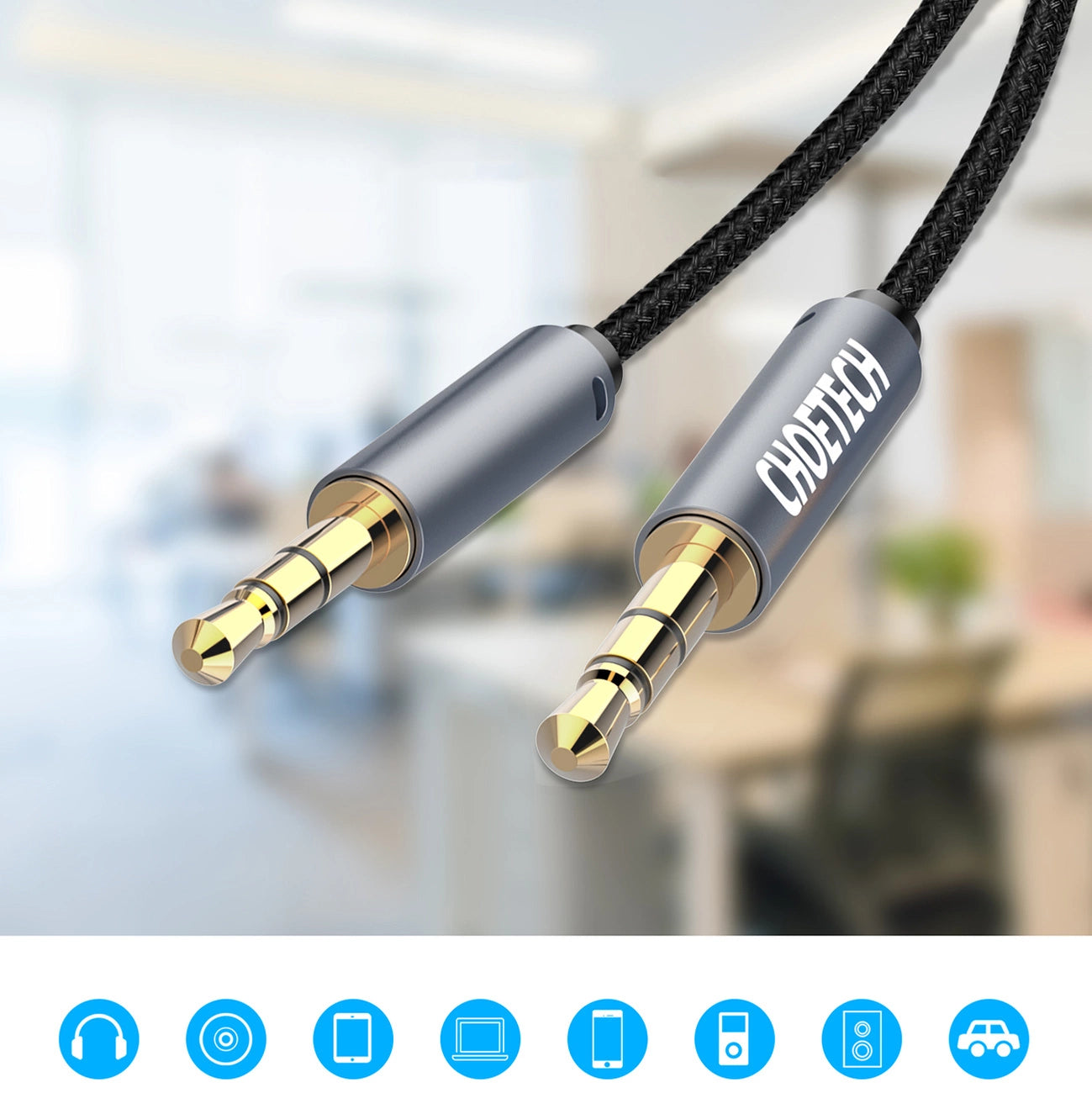 Choetech AUX002 cable mini jack 3.5mm (male) / mini jack 3.5mm (male) 1.2m - black_5