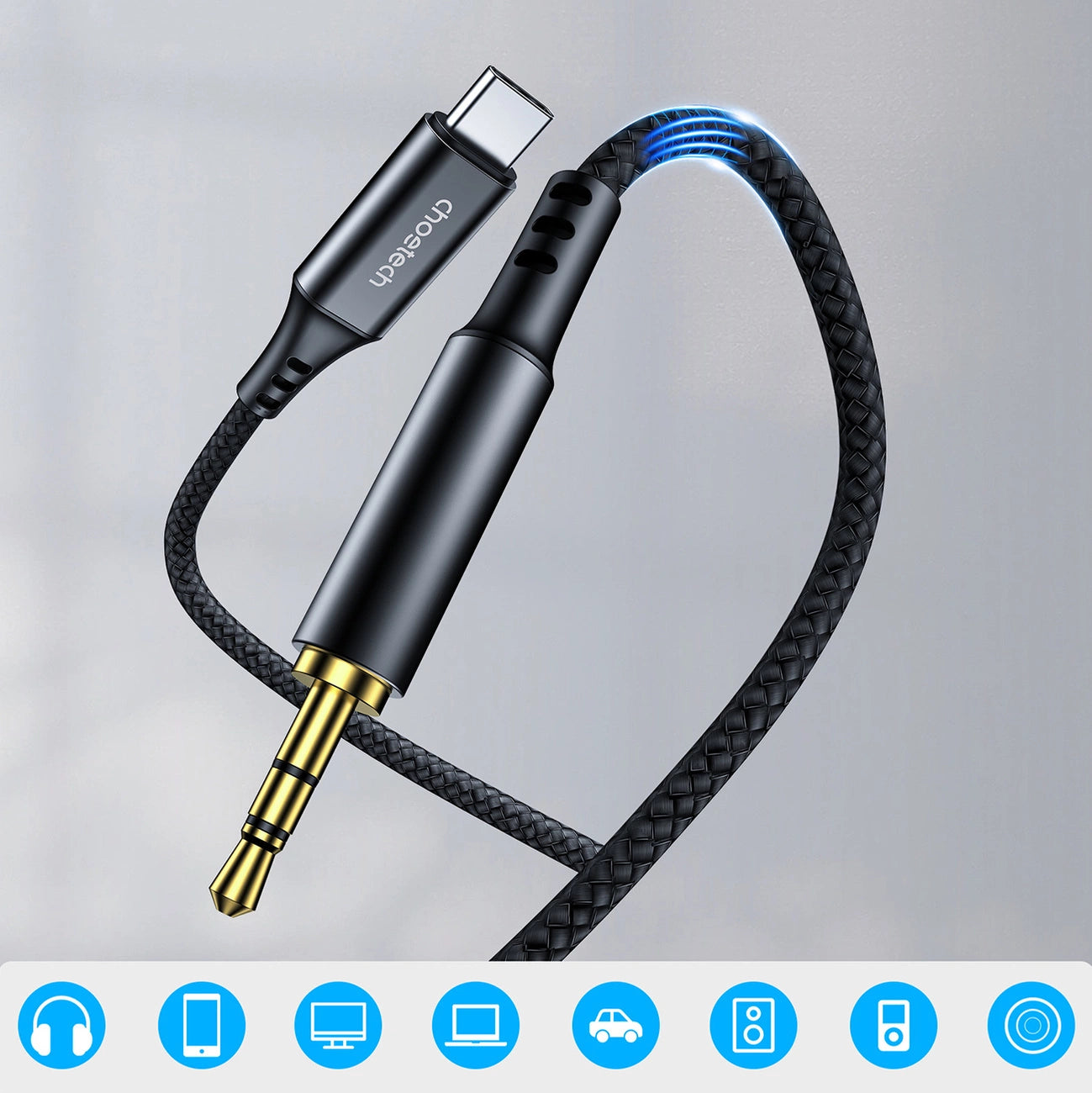 Choetech AUX006 USB-C / mini jack 3.5mm cable 1 m - black_1