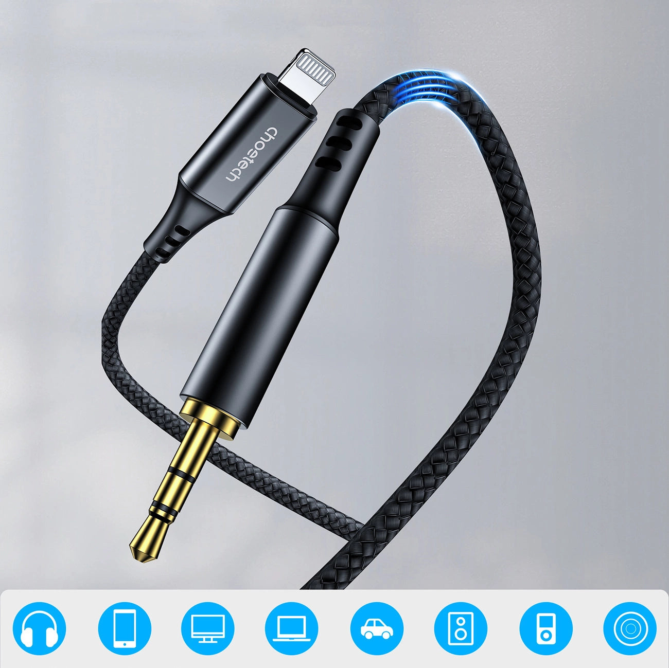 Choetech AUX009 Lighting / mini jack 3.5mm cable 2 m - black_1