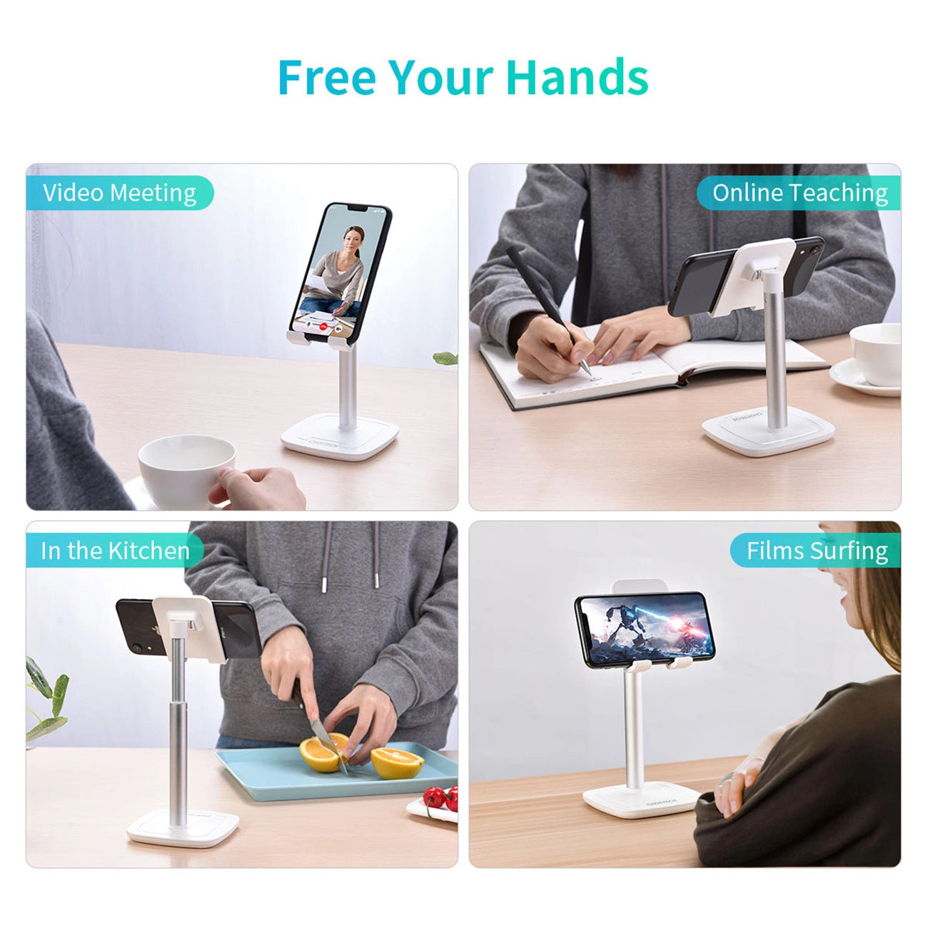 Choetech H035 aluminum stand for a phone or tablet with adjustment - white and silver_9