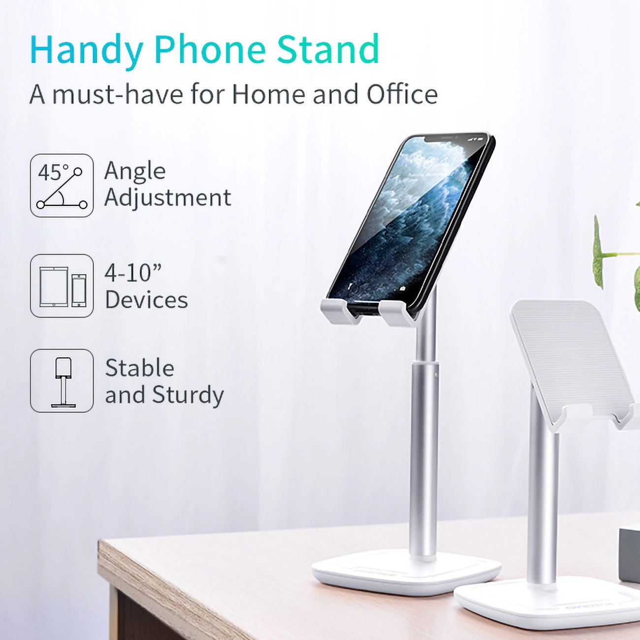 Choetech H035 aluminum stand for a phone or tablet with adjustment - white and silver_10