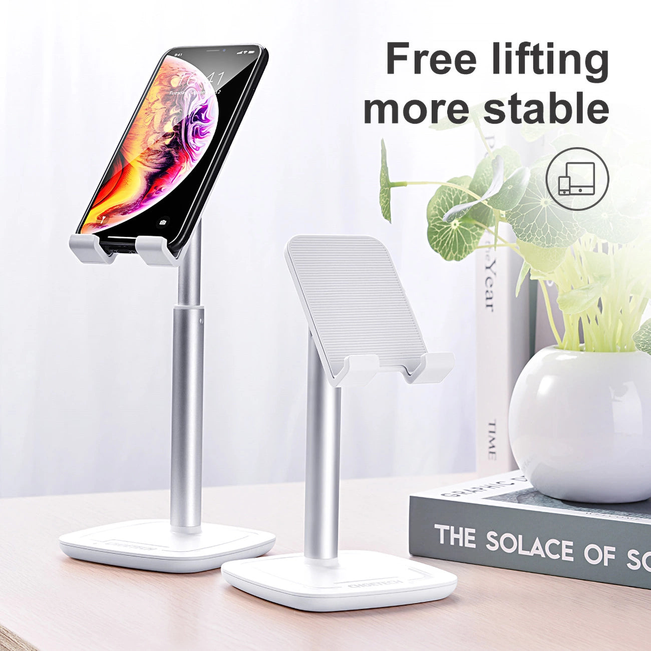 Choetech H035 aluminum stand for a phone or tablet with adjustment - white and silver_14