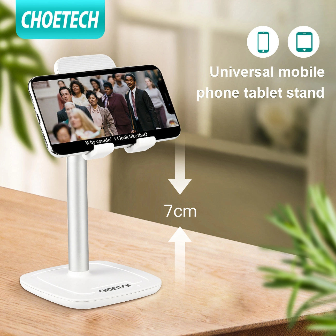 Choetech H035 aluminum stand for a phone or tablet with adjustment - white and silver_16