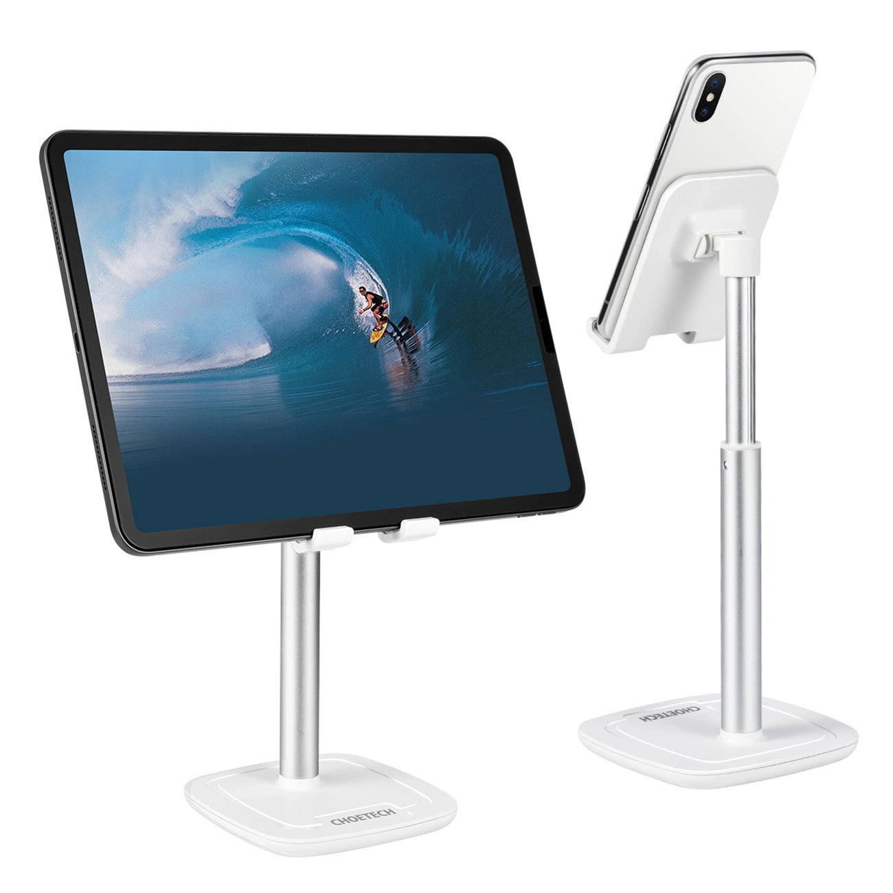 Choetech H035 aluminum stand for a phone or tablet with adjustment - white and silver_1
