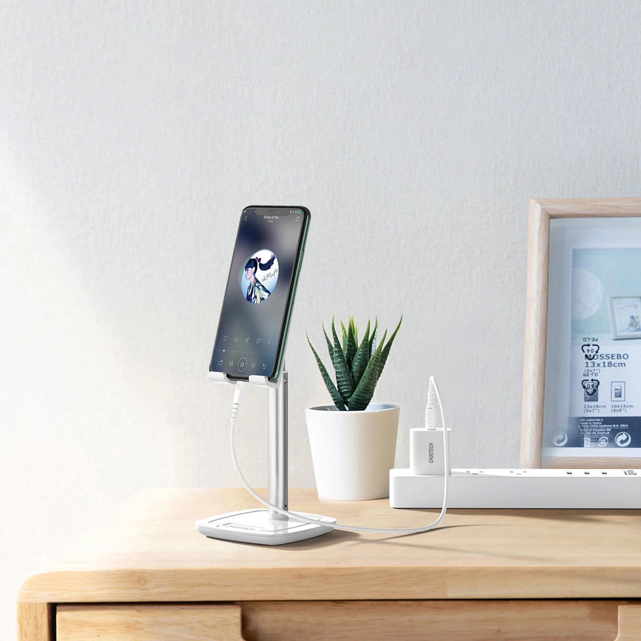 Choetech H035 aluminum stand for a phone or tablet with adjustment - white and silver_21