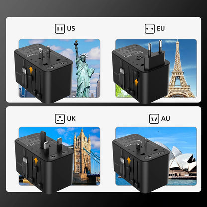Choetech PD5021 45W EU/US/AUS/UK Travel Adapter with Built-in USB-C Cable - Black_5
