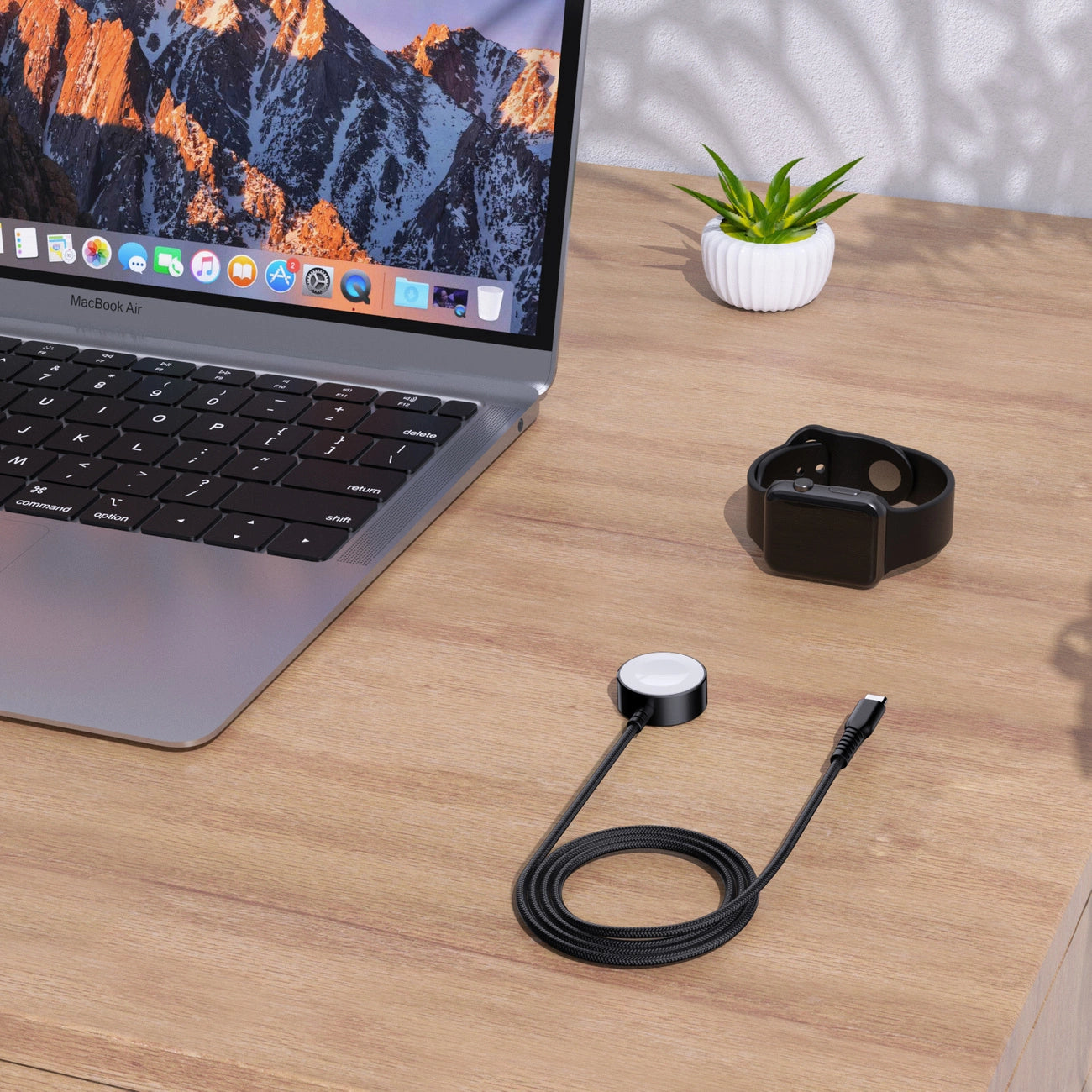 Choetech T319 MFI 5W wireless charger for Apple Watch + USB-C cable - black_9