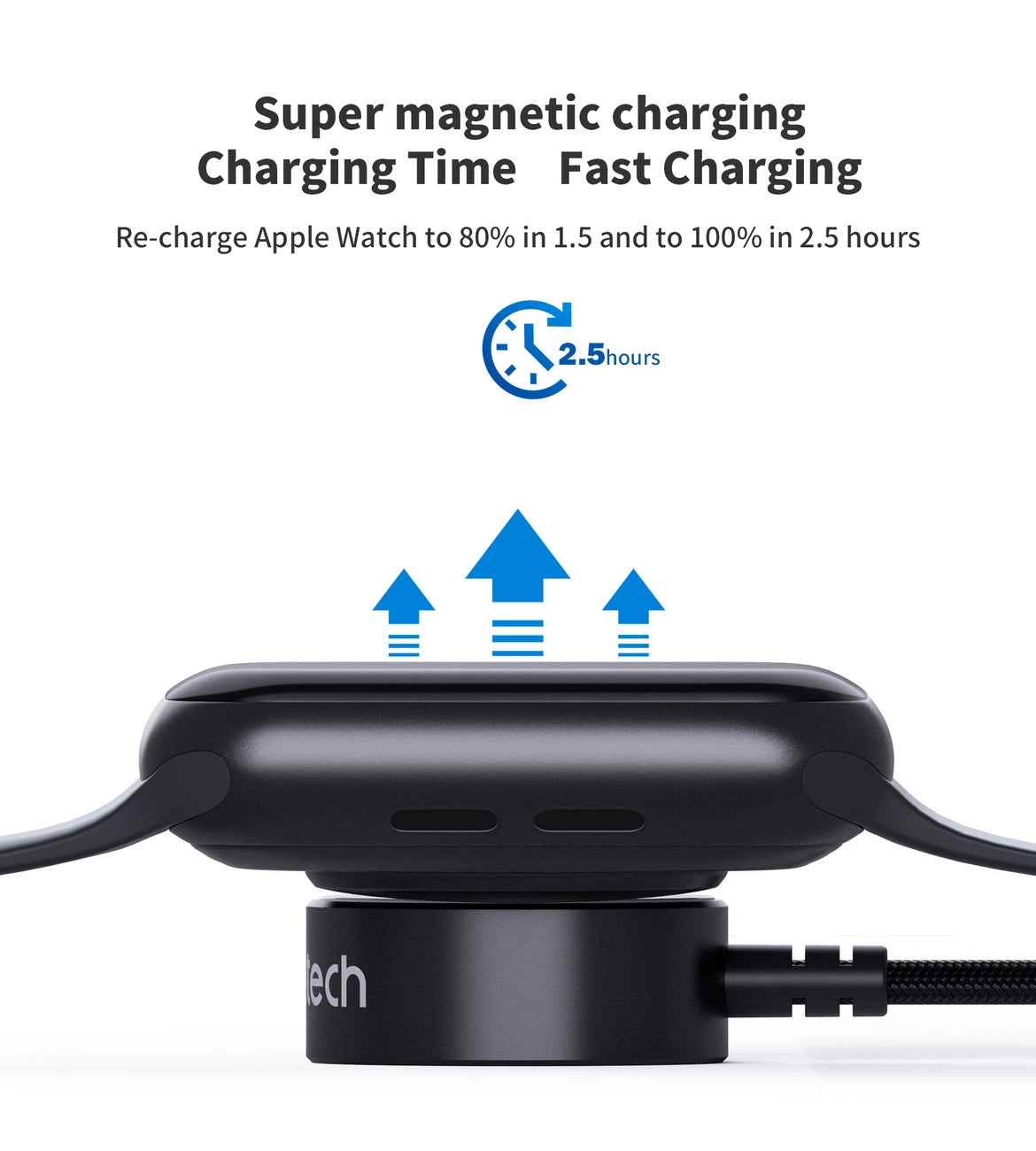 Choetech T319 MFI 5W wireless charger for Apple Watch + USB-C cable - black_1