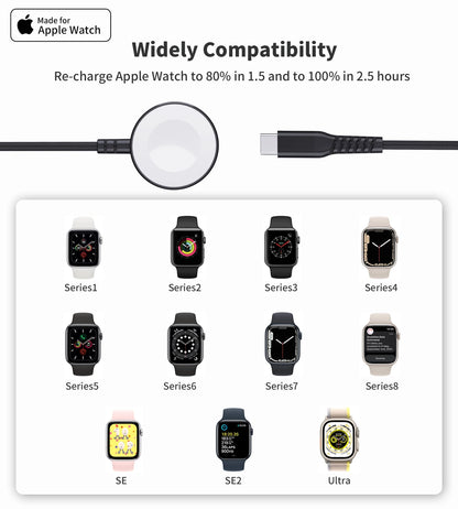 Choetech T319 MFI 5W wireless charger for Apple Watch + USB-C cable - black_2