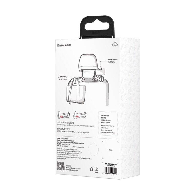 Baseus backseat vehicle holder car hanger phone holder 4.0''-6.5'' for the headrest black (SUHZ-A01)_15