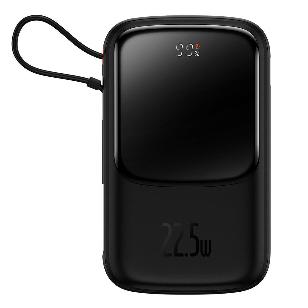 Baseus Qpow Digital Display Fast Charging Power Bank 10000mAh 22.5W QC/PD/SCP/FCP with Built-in USB-C Cable Black - OUTLET_0