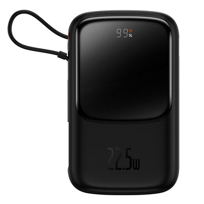 Baseus Qpow Digital Display Fast Charging Power Bank 10000mAh 22.5W QC/PD/SCP/FCP with Built-in USB-C Cable Black - OUTLET_0