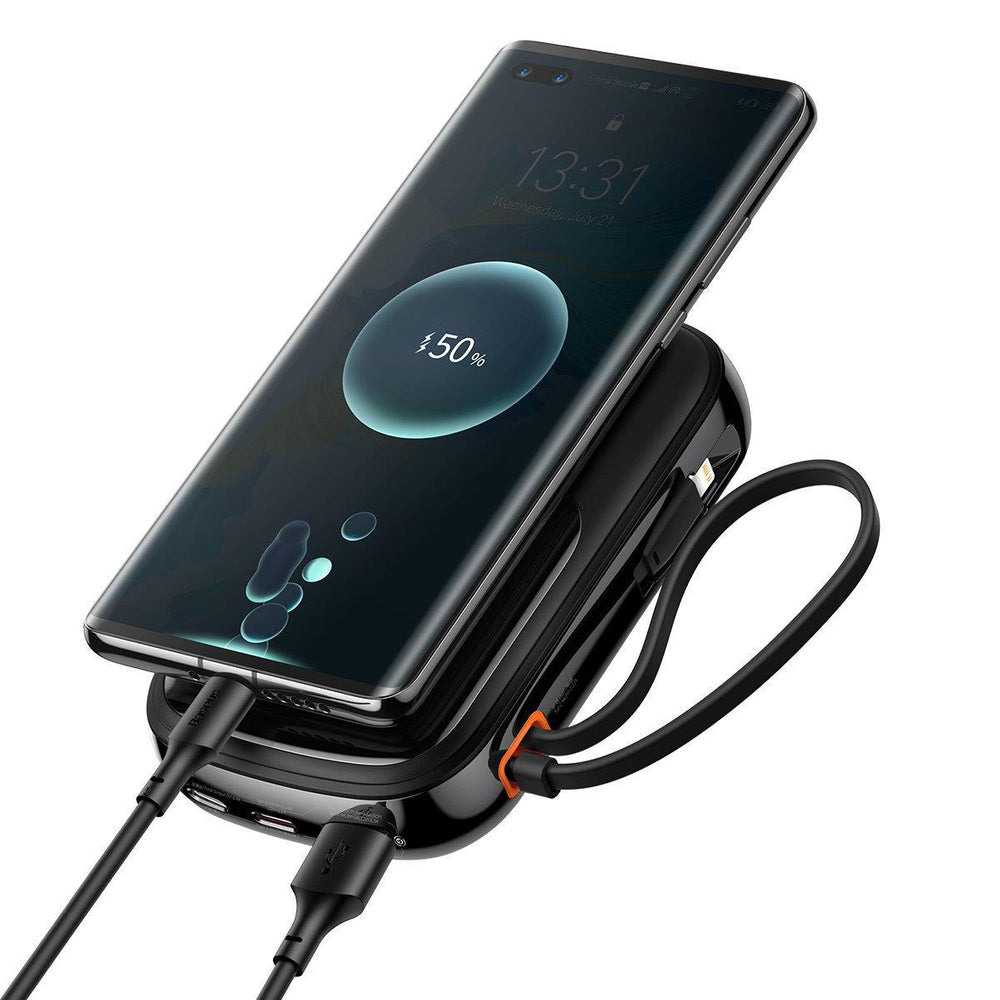 Baseus Qpow Digital Display Fast Charging Power Bank 10000mAh 22.5W QC/PD/SCP/FCP with Built-in USB-C Cable Black - OUTLET_1