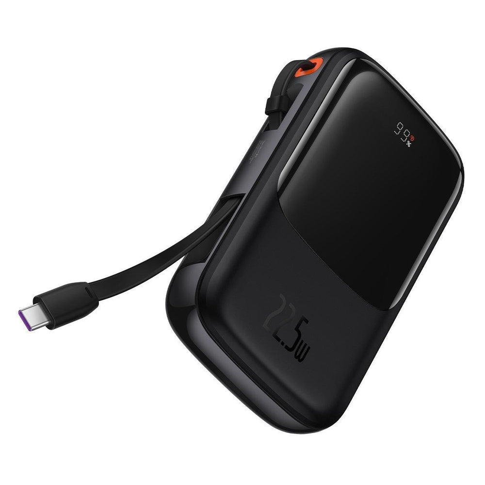 Baseus Qpow Digital Display Fast Charging Power Bank 10000mAh 22.5W QC/PD/SCP/FCP with Built-in USB-C Cable Black - OUTLET_4