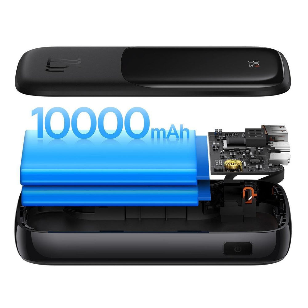Baseus Qpow Digital Display Fast Charging Power Bank 10000mAh 22.5W QC/PD/SCP/FCP with Built-in USB-C Cable Black - OUTLET_6